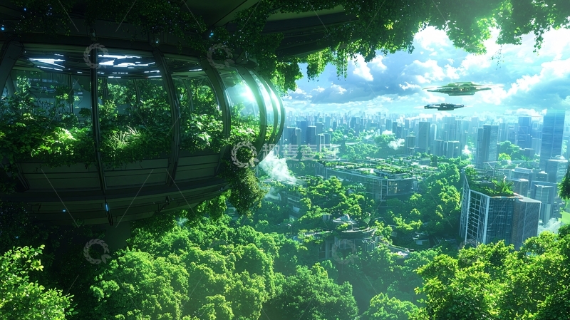 高清大图下载【趣麦麦图】未来城市与绿色融合