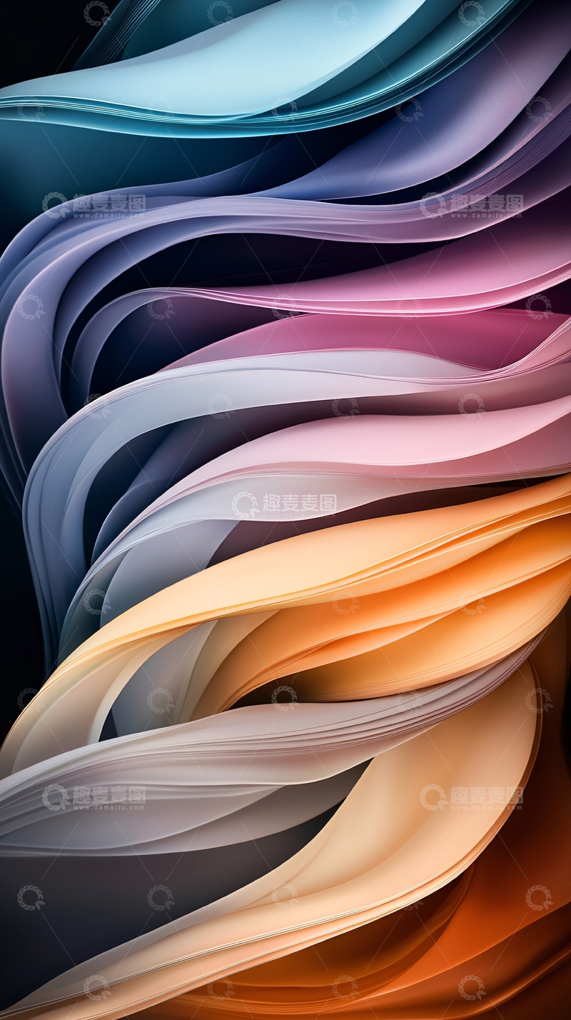 高清大图下载【趣麦麦图】彩色丝绸流动波浪