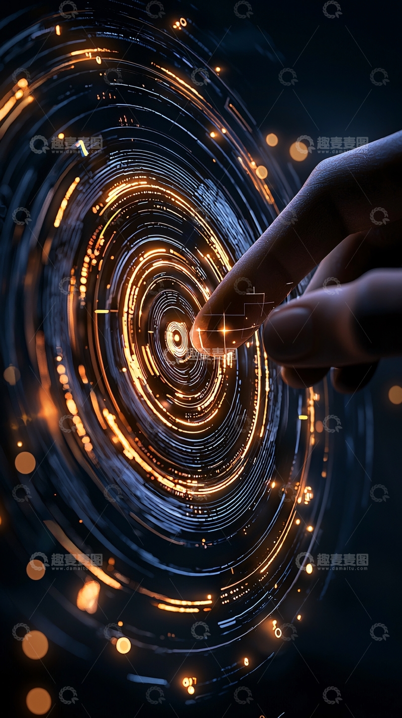 高清大图下载【趣麦麦图】指尖触碰科技光环