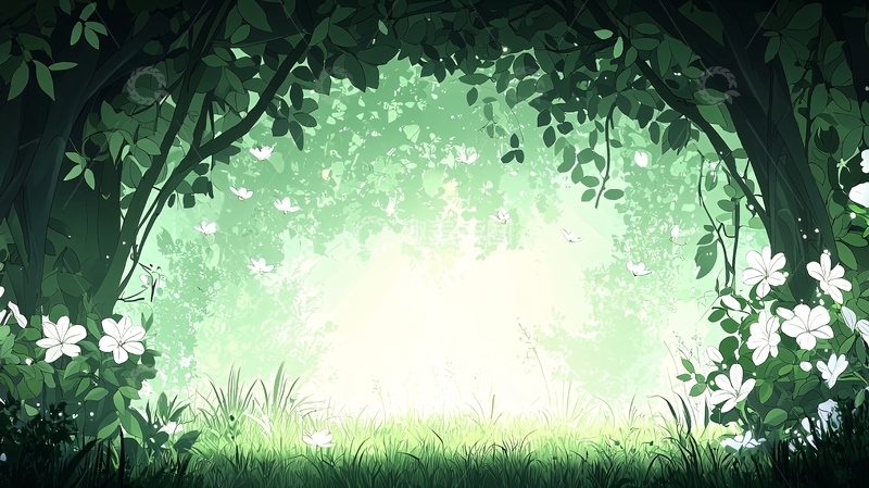 高清大图下载【趣麦麦图】绿色森林光线照射下的场景