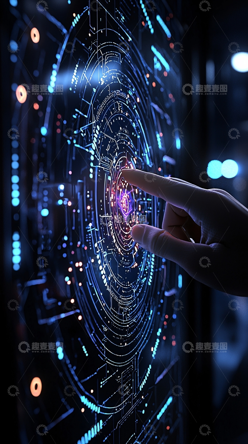 高清大图下载【趣麦麦图】科技感手指触摸屏幕