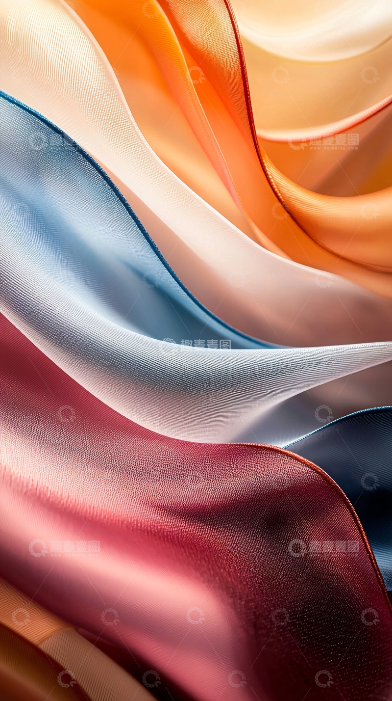 高清大图下载【趣麦麦图】彩色丝绸的抽象波浪