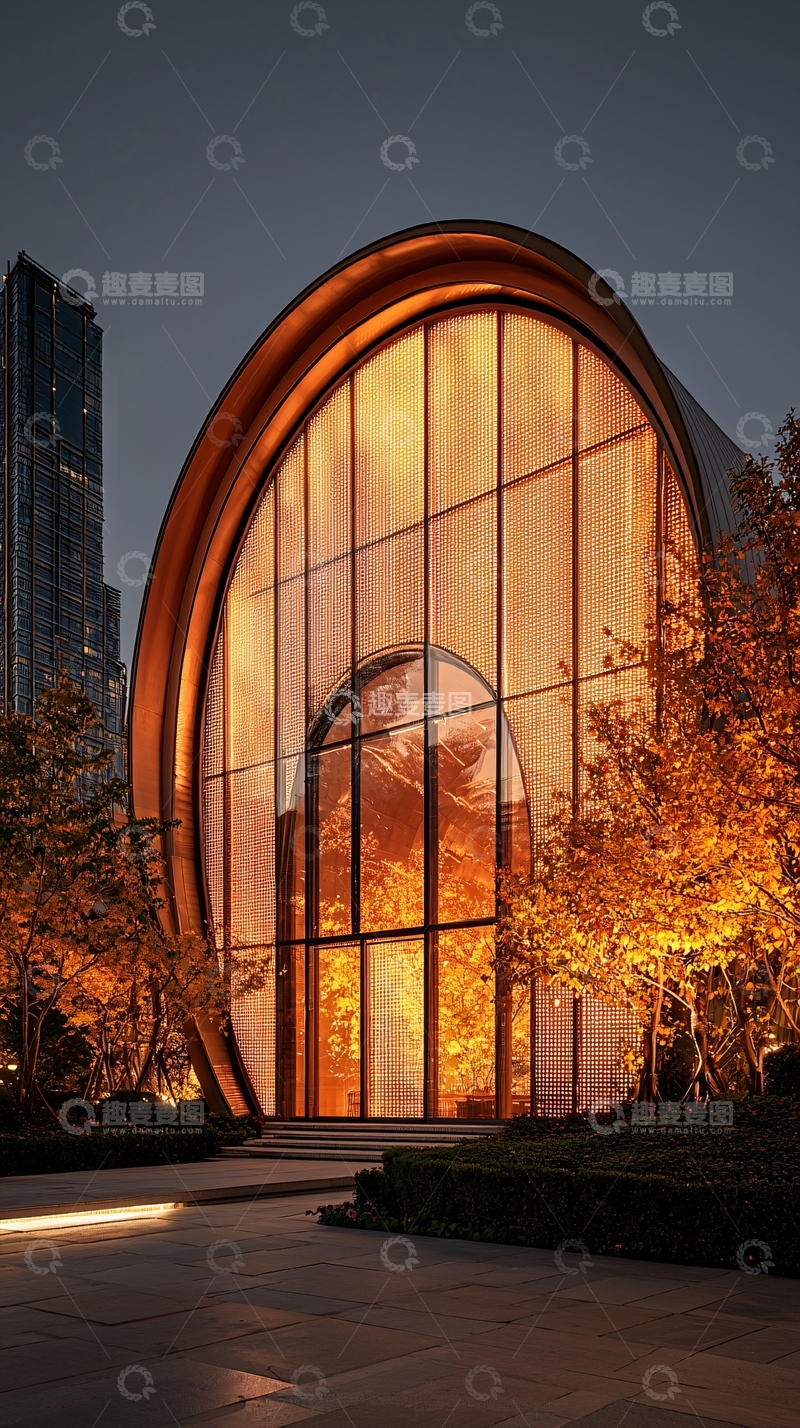 高清大图下载【趣麦麦图】弧形玻璃幕墙建筑