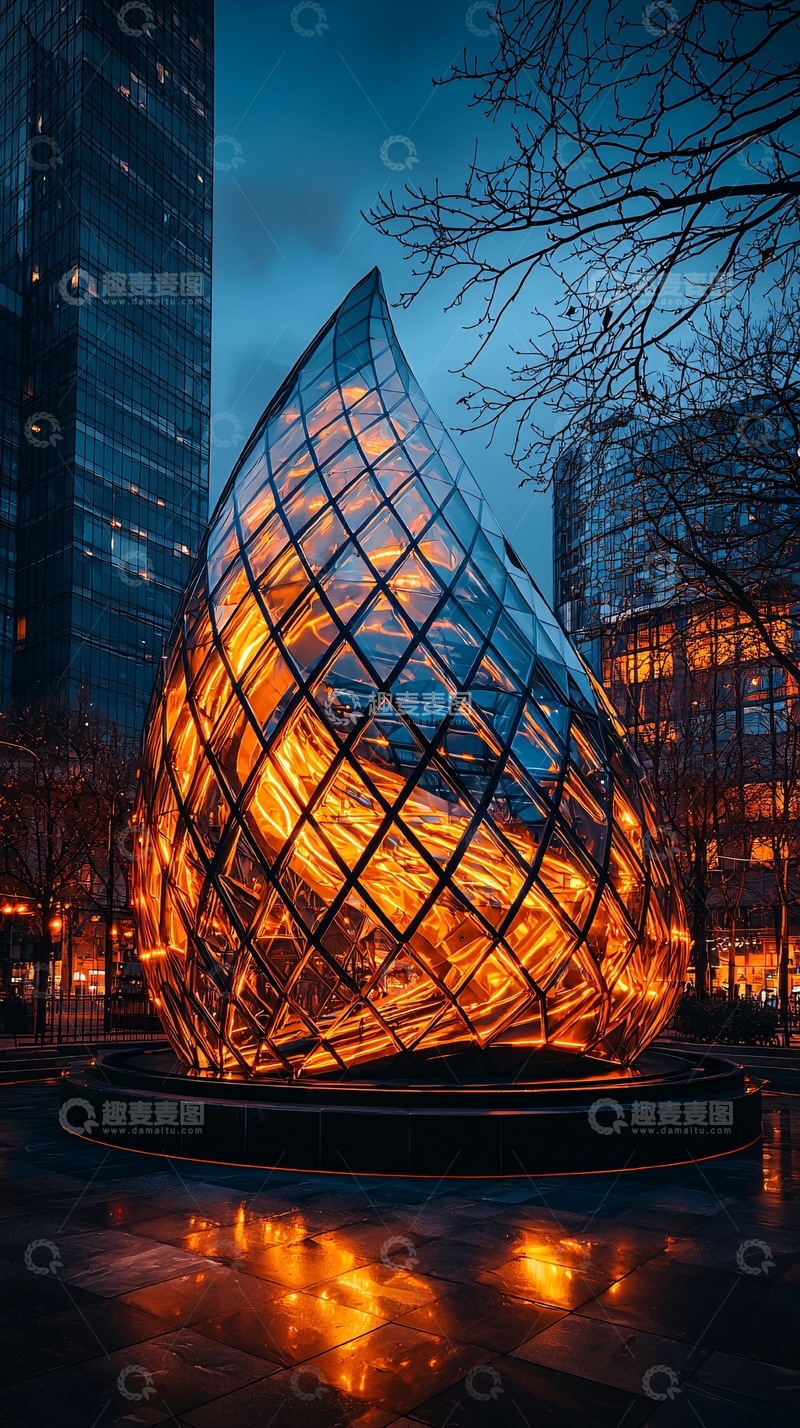 高清大图下载【趣麦麦图】玻璃结构的城市地标建筑