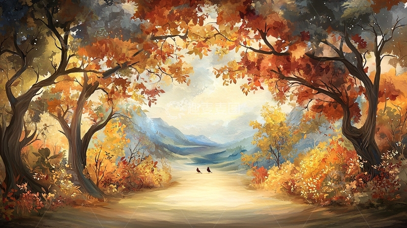 高清大图下载【趣麦麦图】秋季树林小路