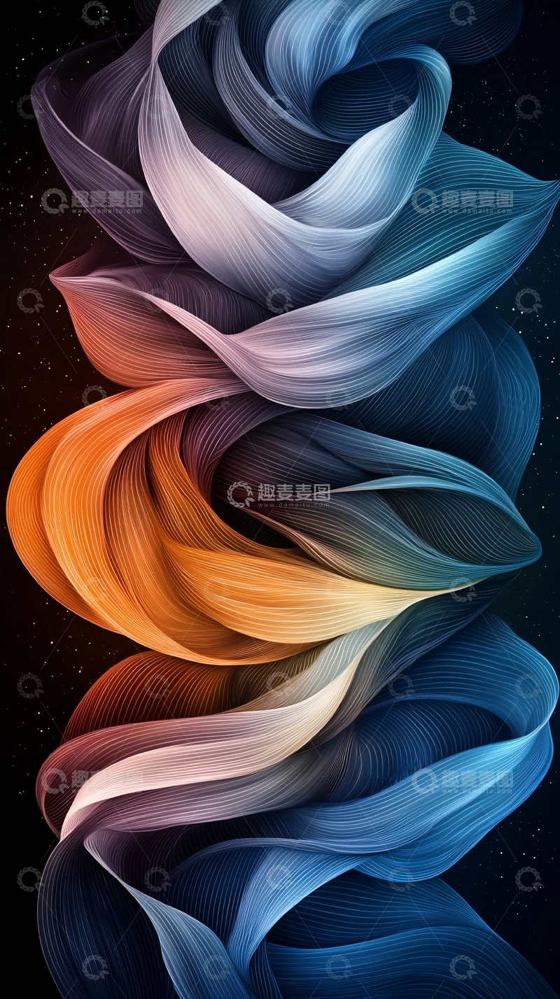 高清大图下载【趣麦麦图】抽象渐变艺术曲线