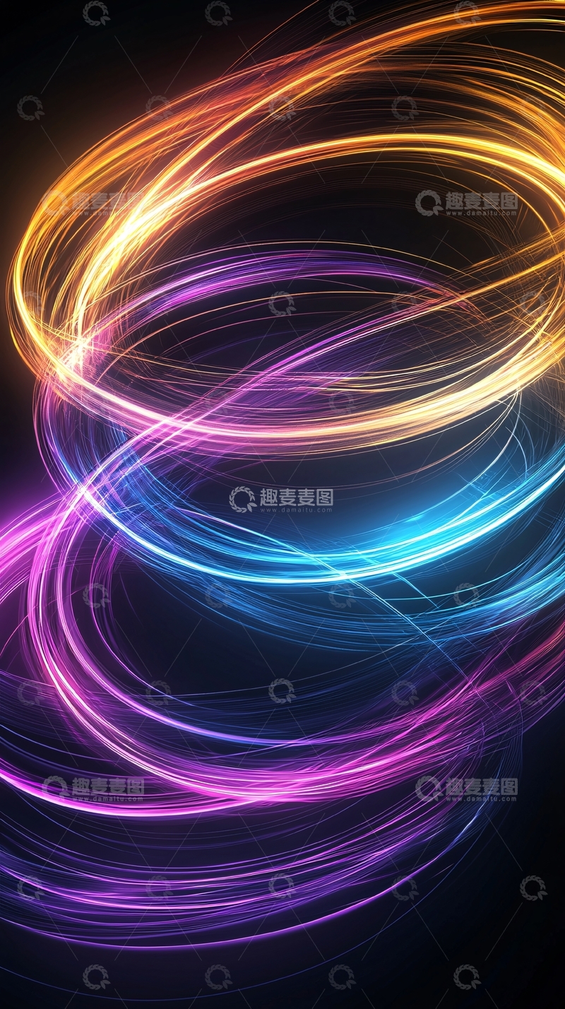 高清大图下载【趣麦麦图】彩色光线缠绕的抽象背景