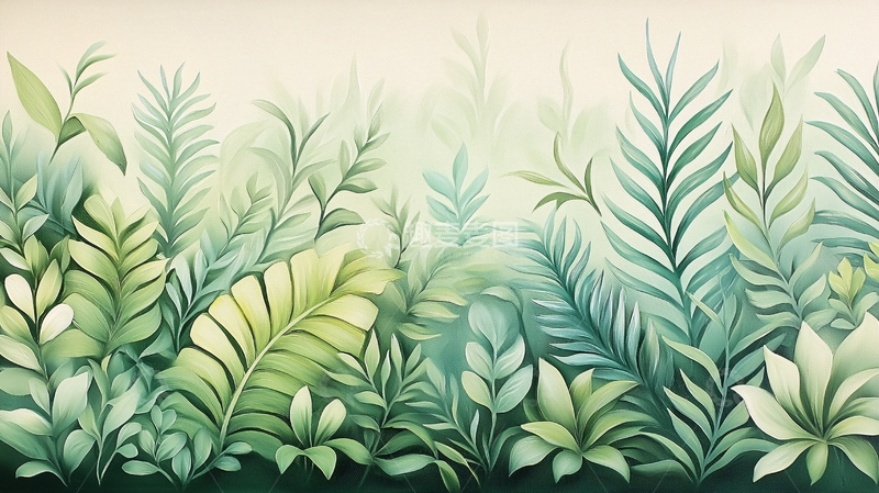 高清大图下载【趣麦麦图】水彩植物背景墙纸