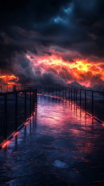 雷暴夜空的桥梁