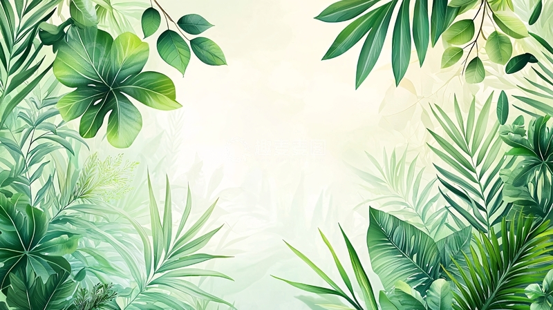 高清大图下载【趣麦麦图】绿色植物环绕的背景