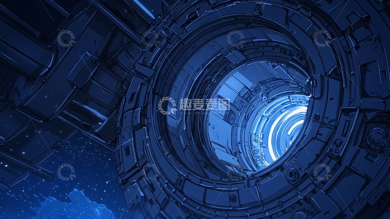 高清大图下载【趣麦麦图】科技感蓝色隧道内部结构