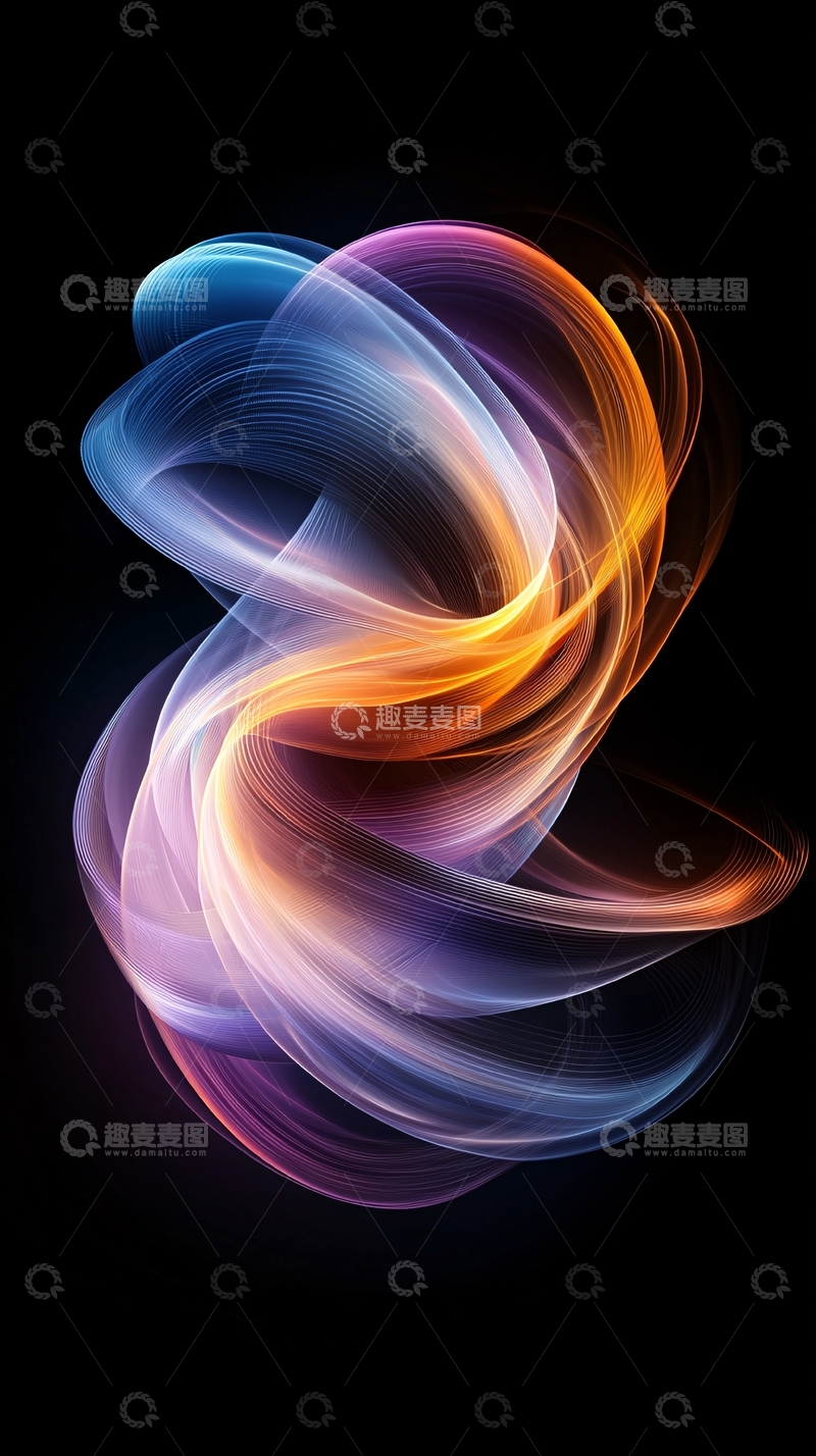 高清大图下载【趣麦麦图】抽象彩色光影曲线