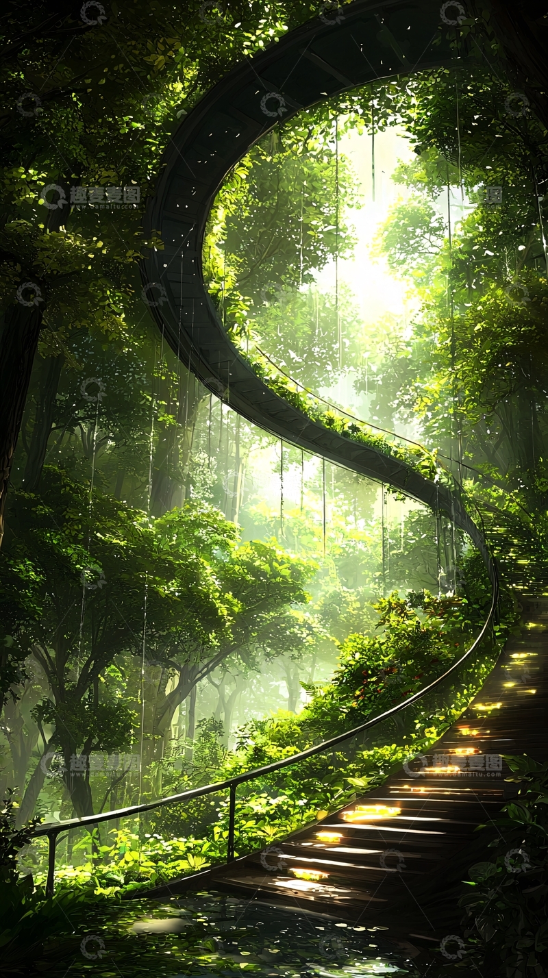 高清大图下载【趣麦麦图】森林中的蜿蜒小路