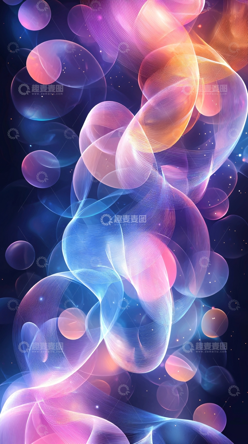 高清大图下载【趣麦麦图】色彩斑斓的透明气泡漂浮