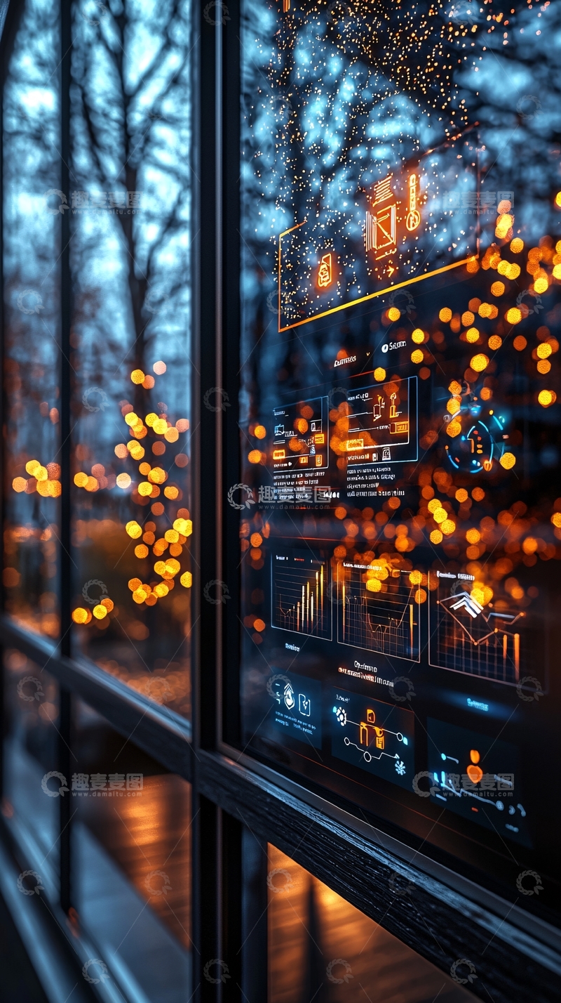 高清大图下载【趣麦麦图】窗户上的科技界面