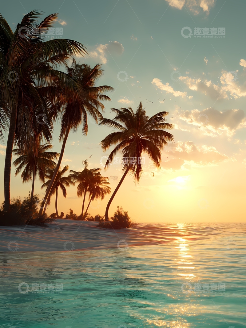 高清大图下载【趣麦麦图】海边夕阳朝阳日出7