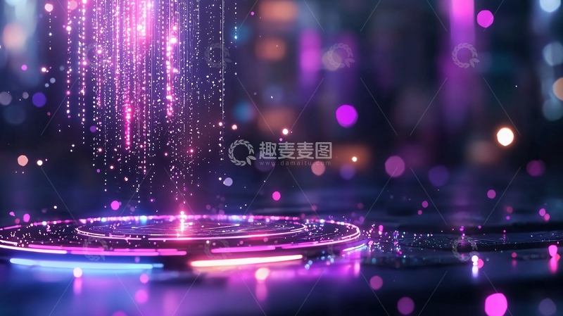 高清大图下载【趣麦麦图】紫色光束汇聚的舞台