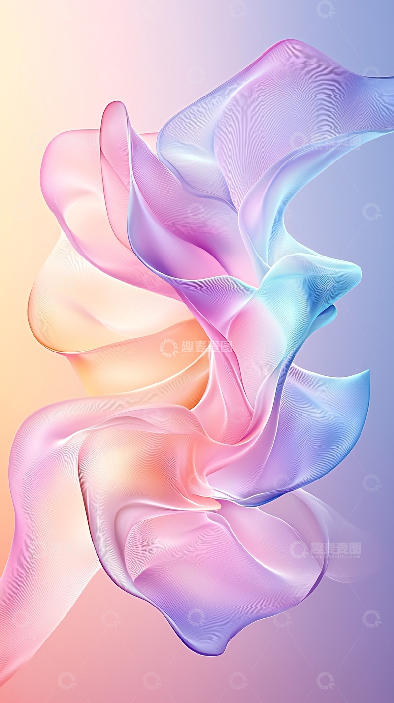 高清大图下载【趣麦麦图】色彩缤纷的柔美曲线流动