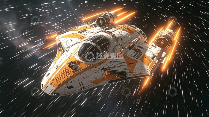 高清大图下载【趣麦麦图】科幻飞船穿越星空隧道
