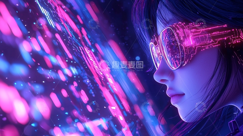 高清大图下载【趣麦麦图】未来科技感女性