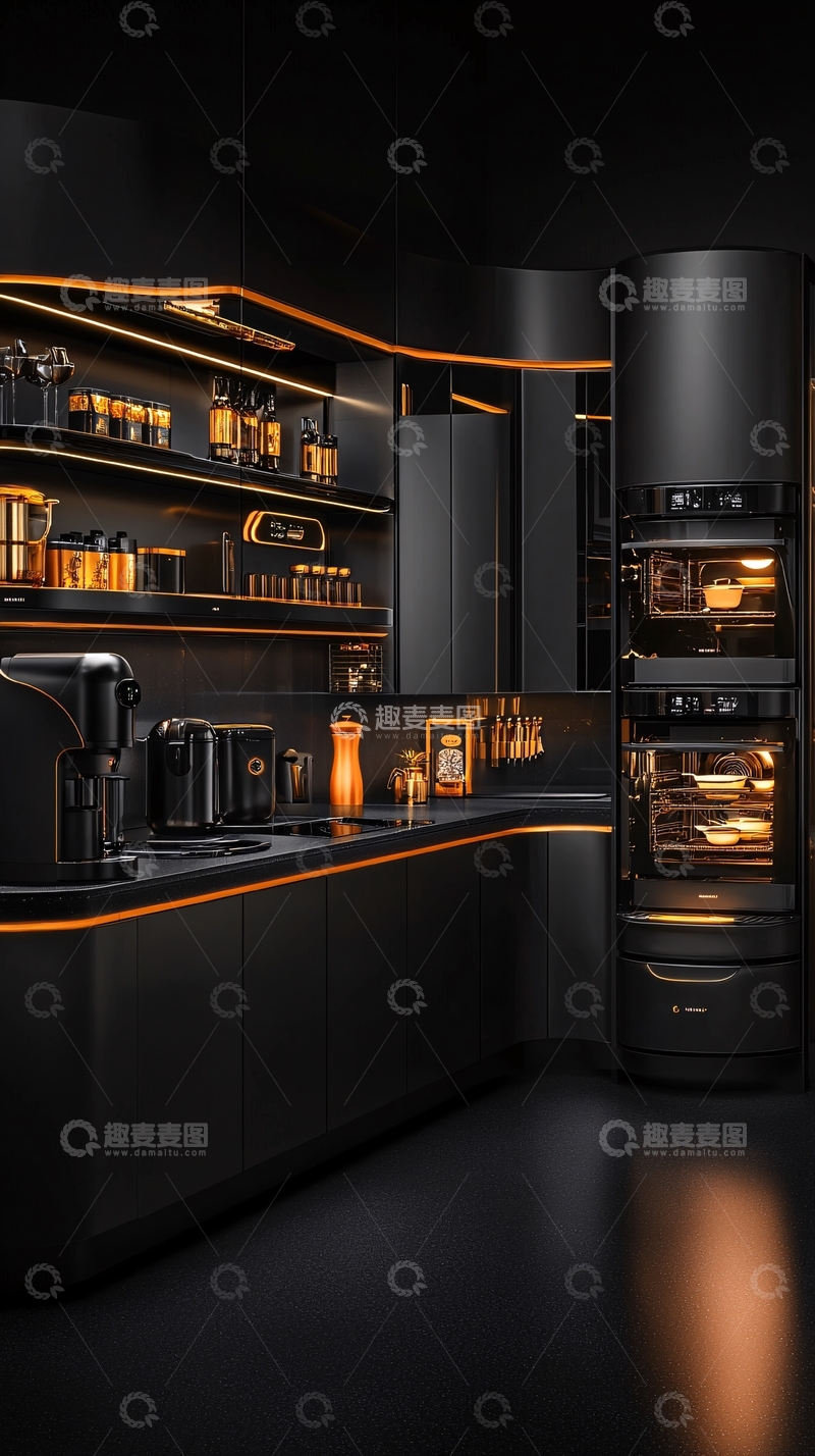 高清大图下载【趣麦麦图】黑色厨房高清图片