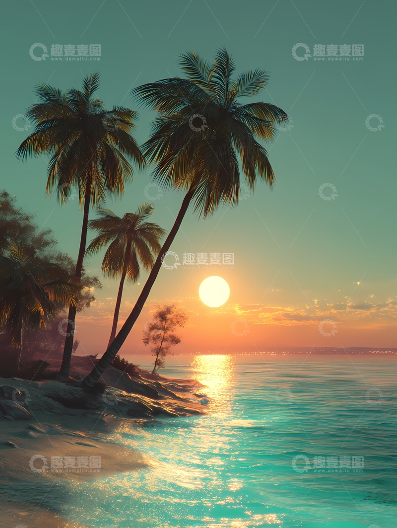 高清大图下载【趣麦麦图】海边夕阳朝阳日出8