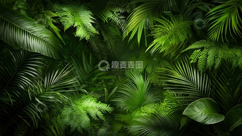 高清大图下载【趣麦麦图】绿色热带植物繁茂