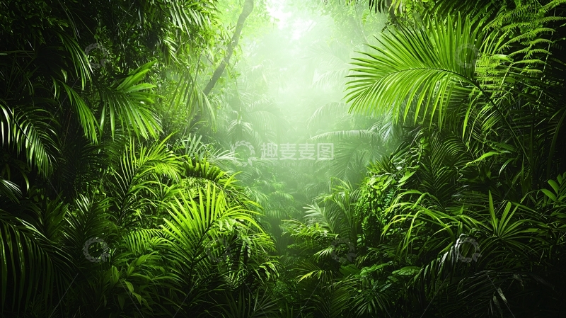 高清大图下载【趣麦麦图】茂密热带雨林阳光照射