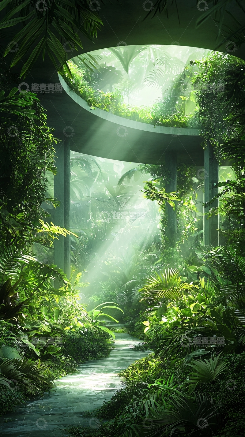 高清大图下载【趣麦麦图】热带雨林中的建筑