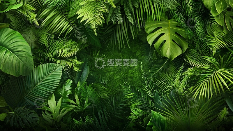 高清大图下载【趣麦麦图】茂密热带雨林背景