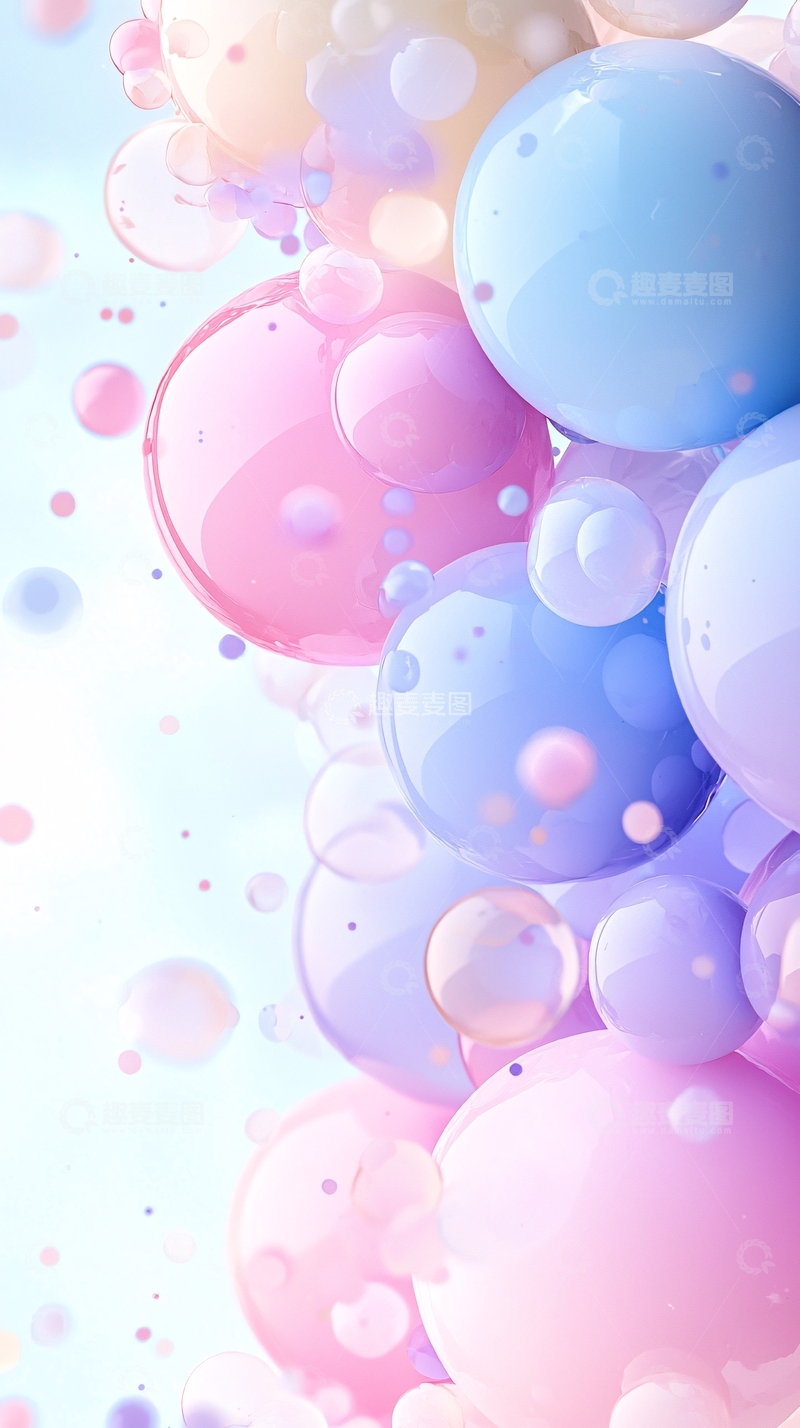 高清大图下载【趣麦麦图】粉色蓝色渐变气泡