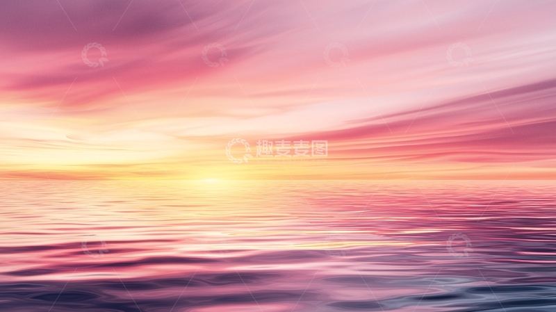 高清大图下载【趣麦麦图】粉色天空水面日落