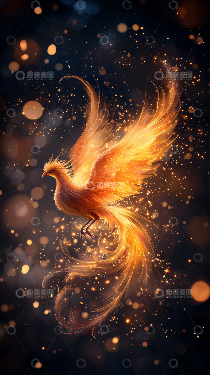 高清大图下载【趣麦麦图】金色火焰凤凰