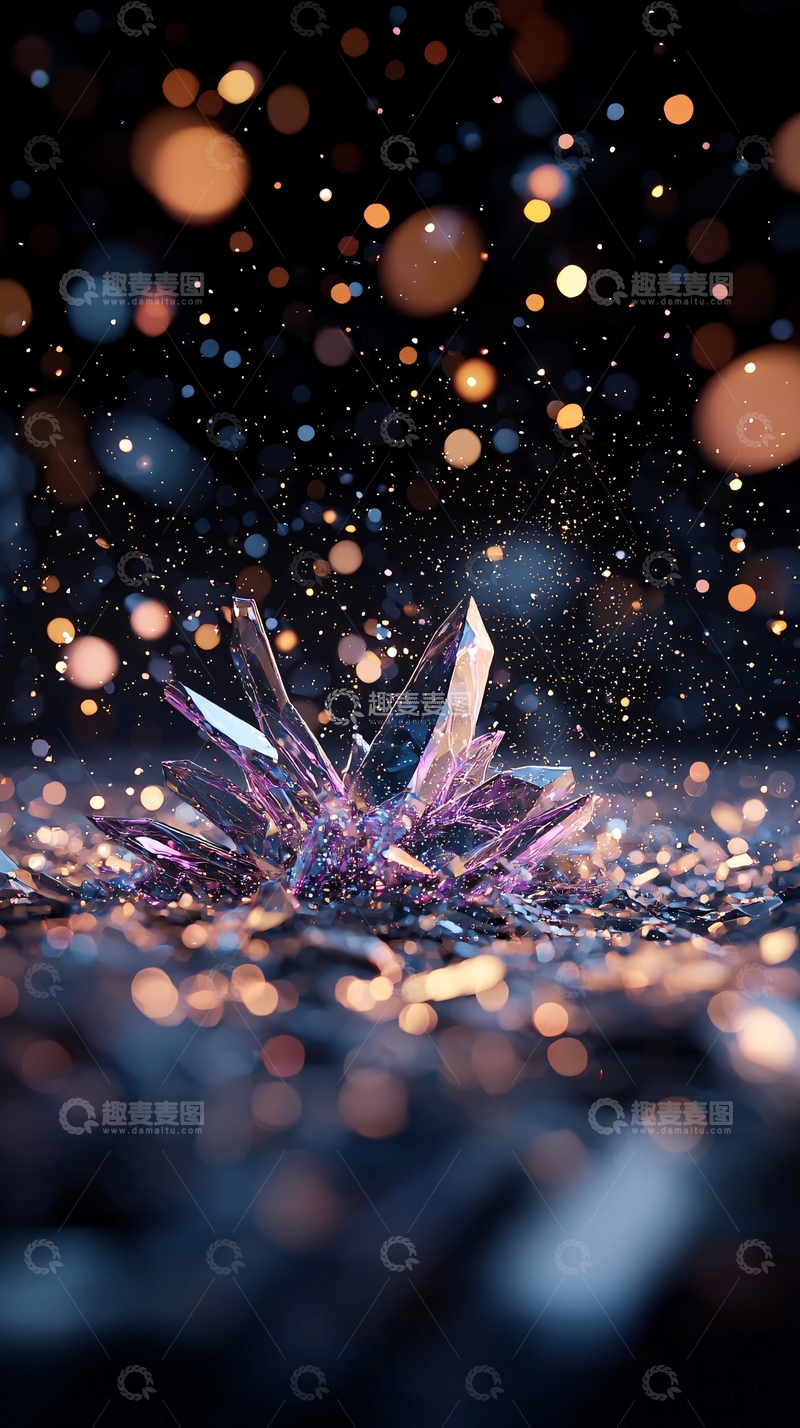 高清大图下载【趣麦麦图】紫色水晶闪耀着光芒