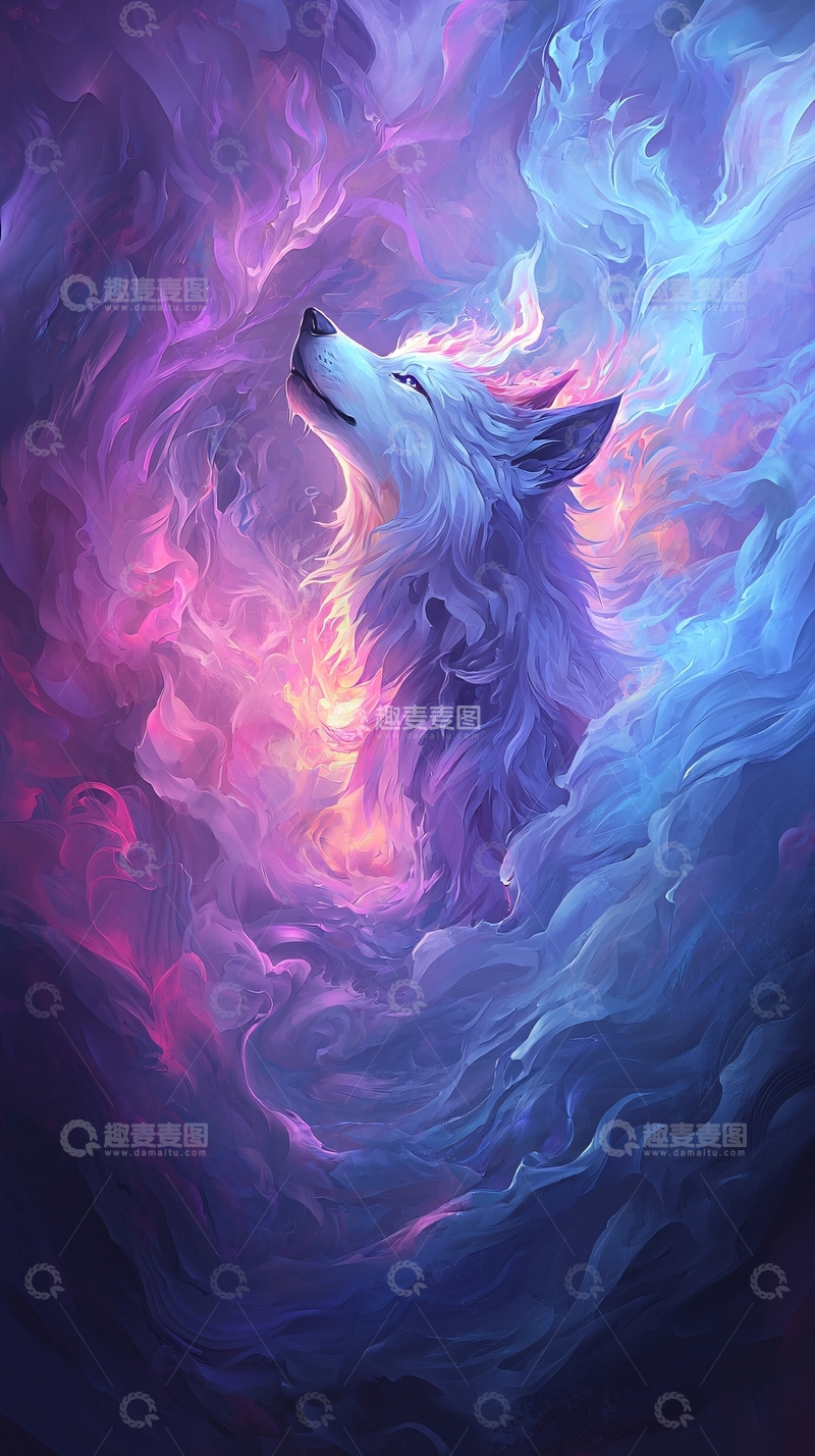 高清大图下载【趣麦麦图】仰天长啸的狼