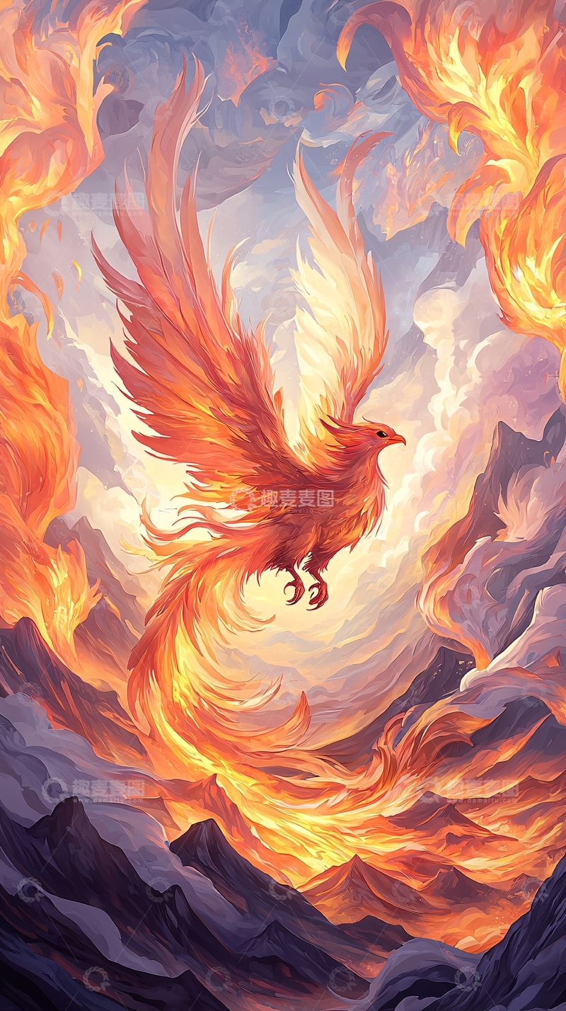 高清大图下载【趣麦麦图】火焰中飞舞的凤凰