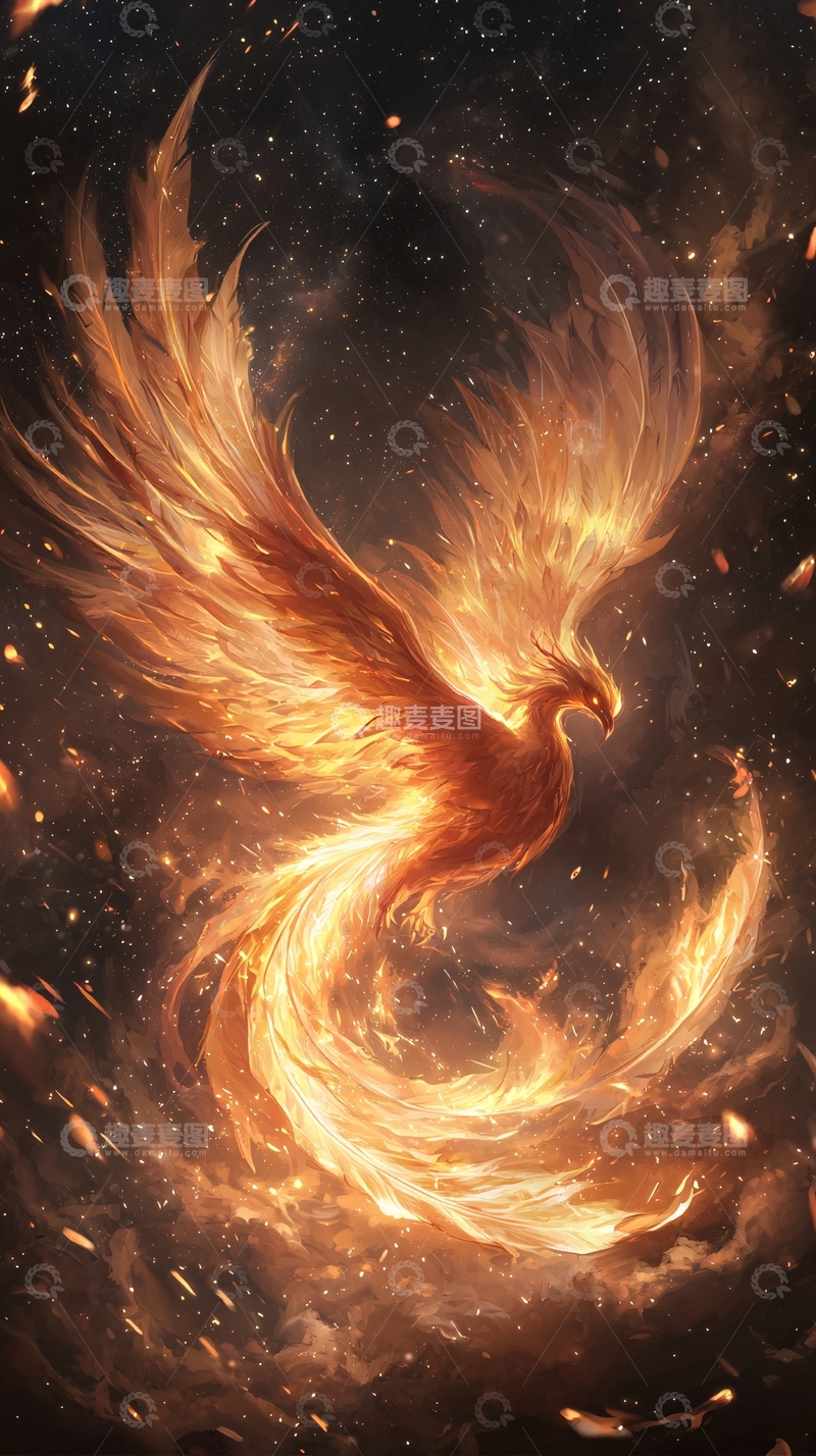 高清大图下载【趣麦麦图】火焰环绕的凤凰
