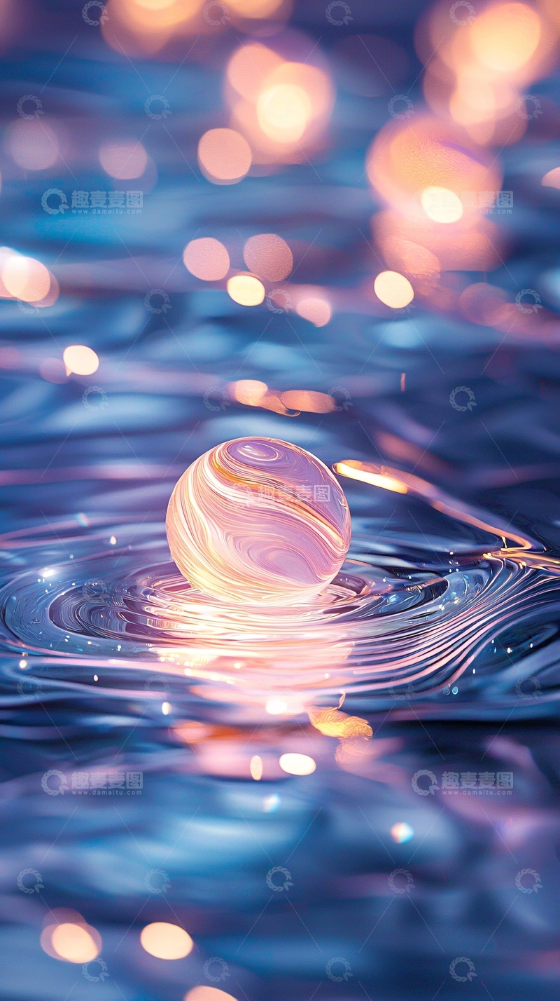 高清大图下载【趣麦麦图】梦幻水面上的光球