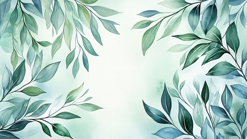 高清大图下载【趣麦麦图】清新淡雅绿叶背景