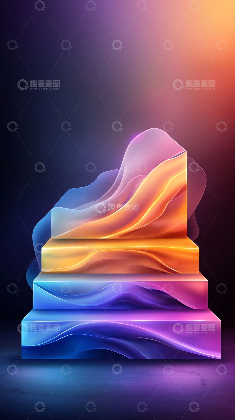 高清大图下载【趣麦麦图】彩色渐变台阶展台
