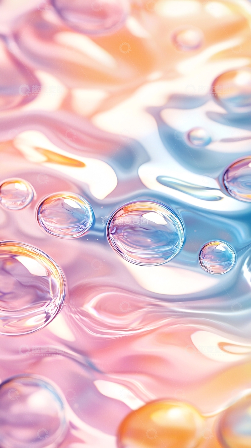 高清大图下载【趣麦麦图】彩色水面气泡流动光泽感