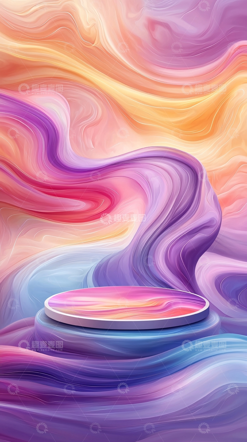 高清大图下载【趣麦麦图】抽象渐变背景上的圆形展台