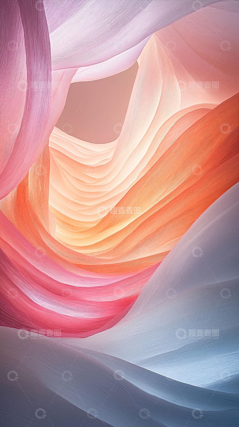 高清大图下载【趣麦麦图】粉色橙色流体纹理背景