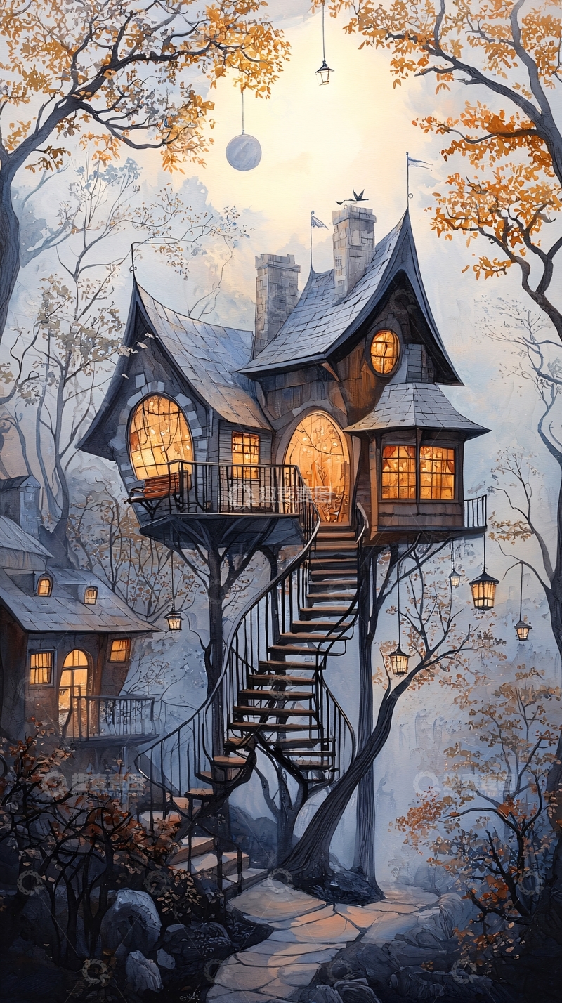 高清大图下载【趣麦麦图】童话树屋高清图片