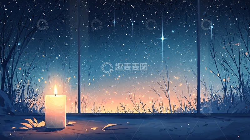 高清大图下载【趣麦麦图】窗边烛光高清图片