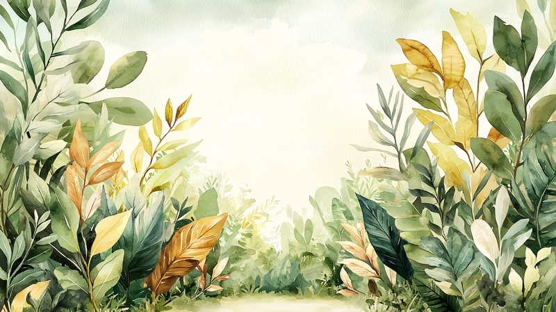 高清大图下载【趣麦麦图】水彩植物背景