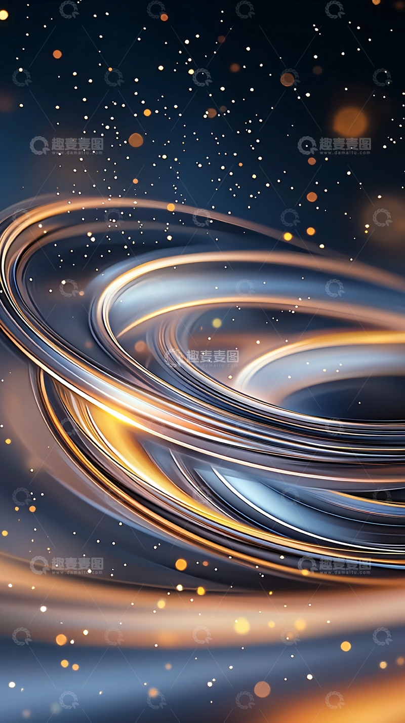 高清大图下载【趣麦麦图】金色光线交织的抽象环绕