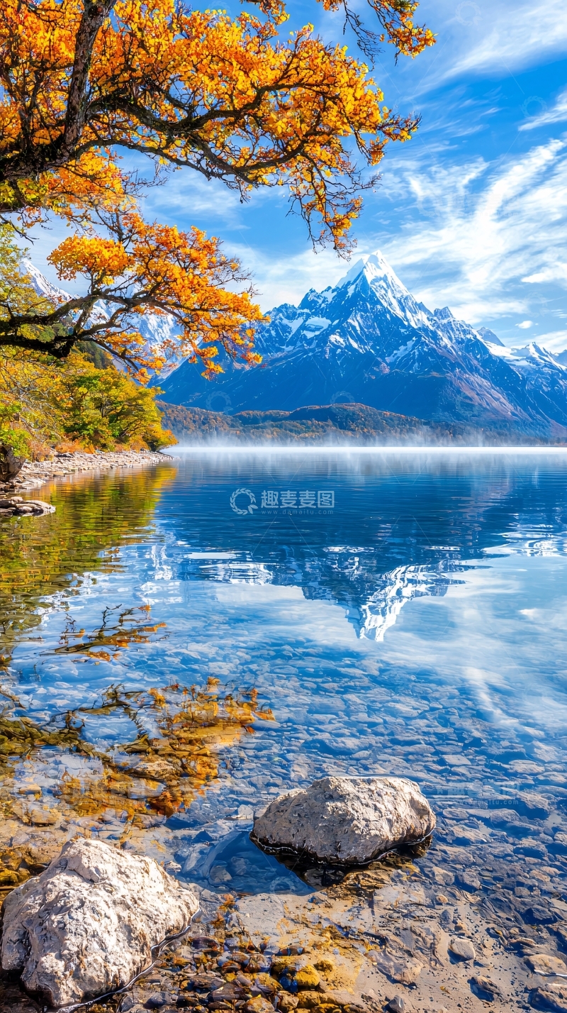 高清大图下载【趣麦麦图】秋日湖光山色风景如画