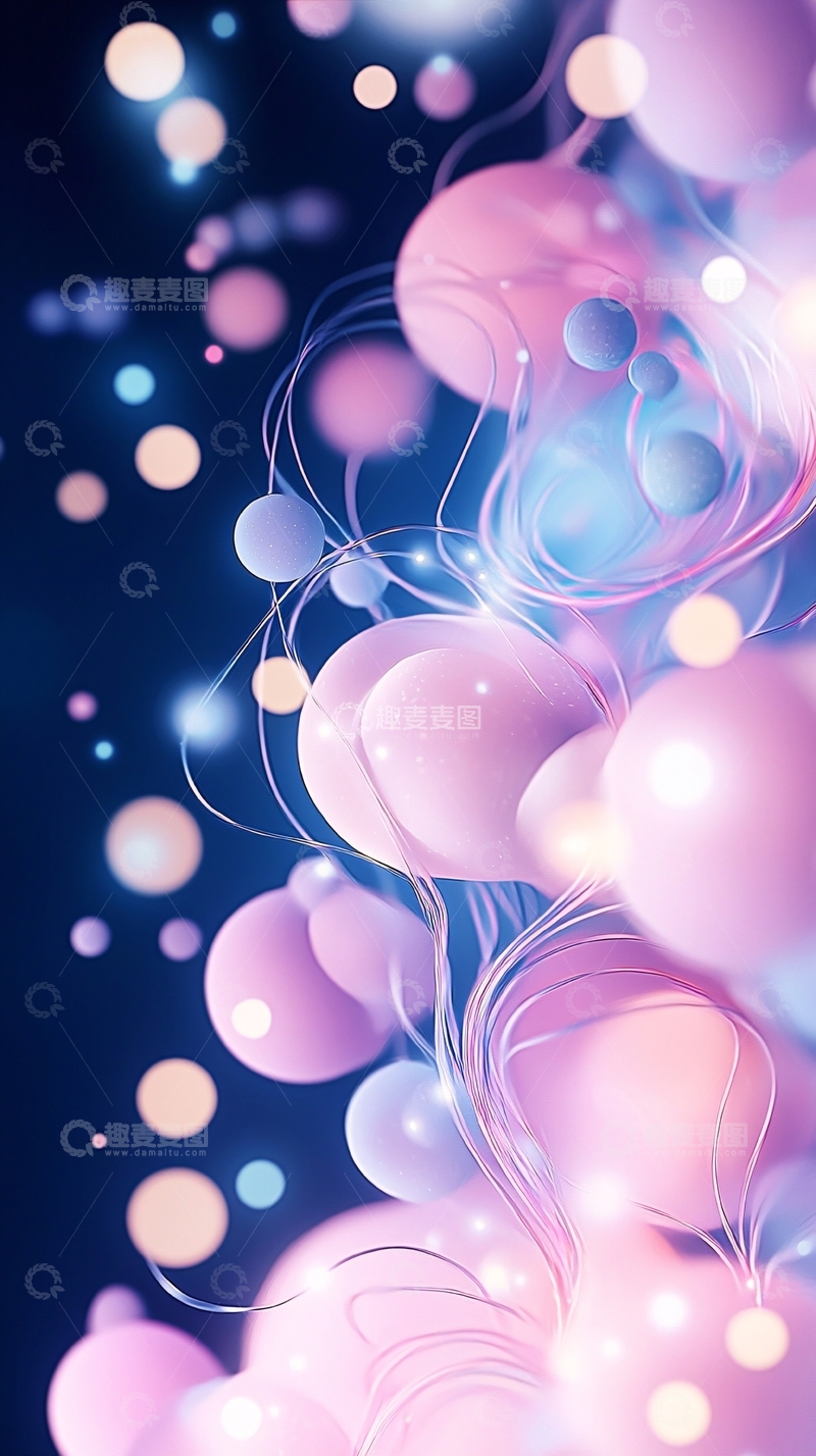 高清大图下载【趣麦麦图】粉色球体与光线交织