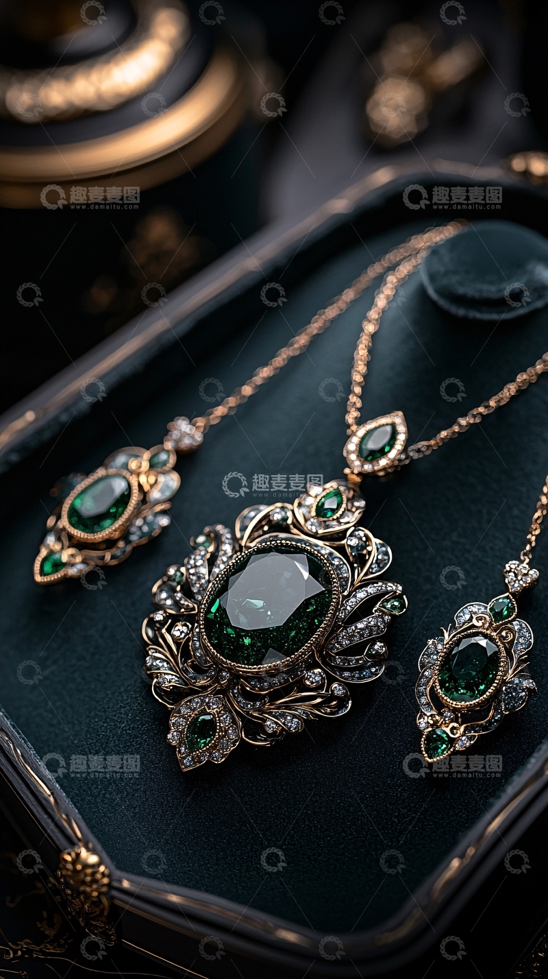 高清大图下载【趣麦麦图】精美祖母绿珠宝首饰